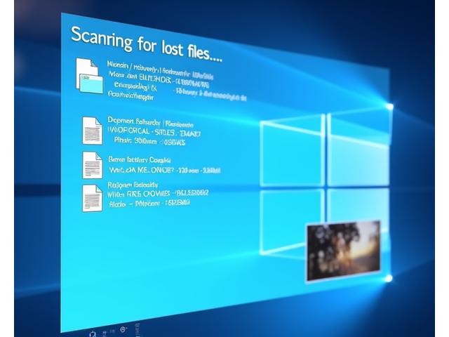 File recovery software interface showing a scan in progress with recoverable files listed and a preview pane, emphasizing data rescue.