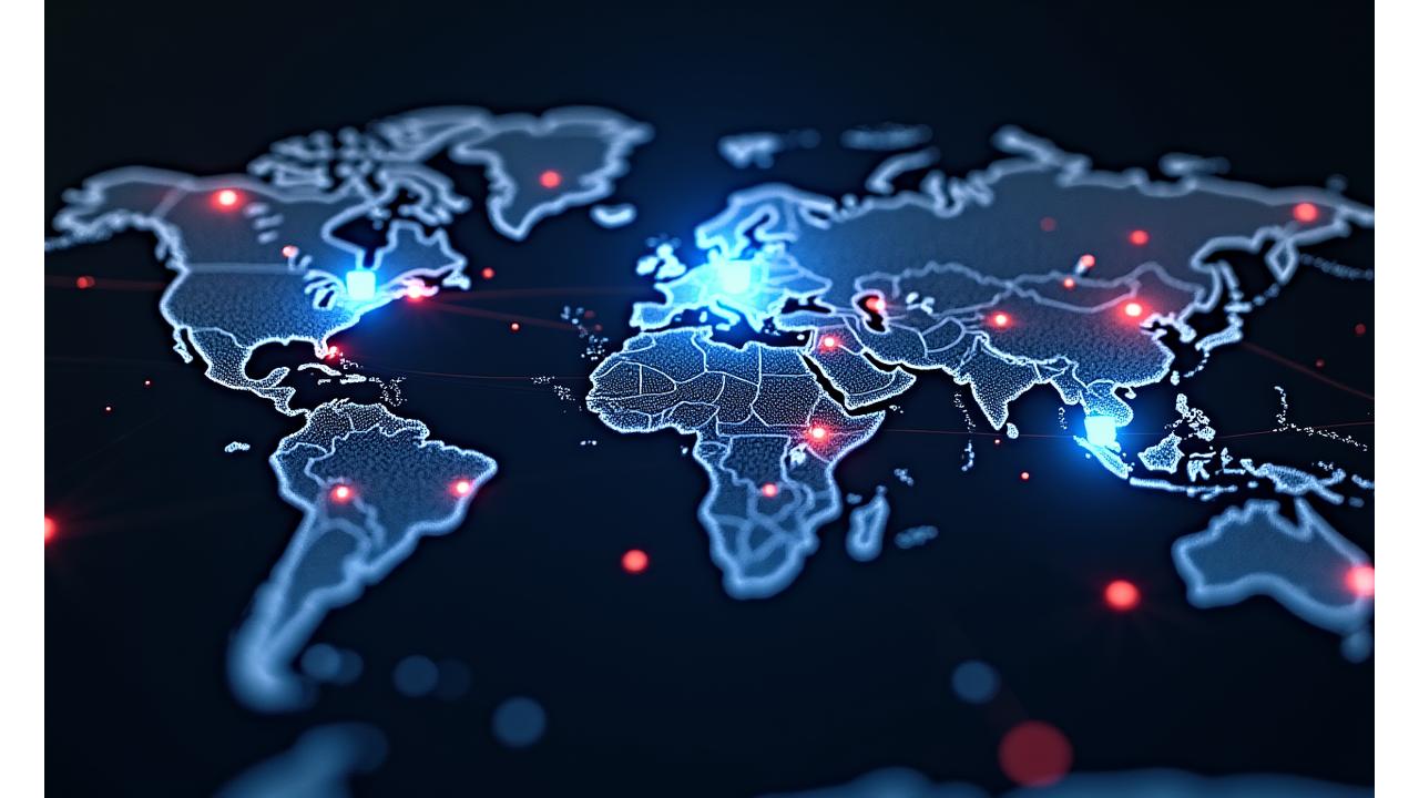 Dynamic global threat map showing active cyber attacks and protective measures