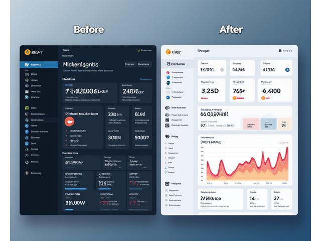 Before and after UI design showing improved usability and modern aesthetics